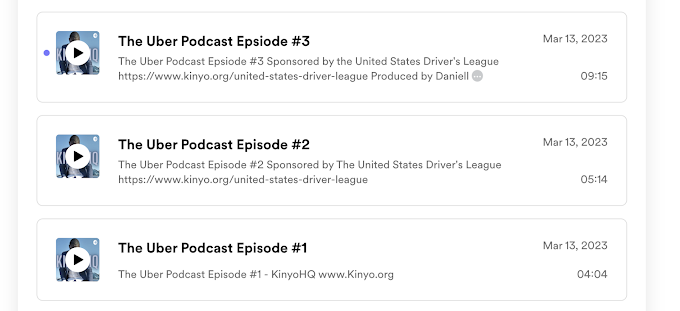 The Uber Podcast Drops with 3 Behind the Scenes Episodes by KinyoHQ