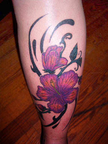 The hawaiian flower tattoo designs is a form of tribal 