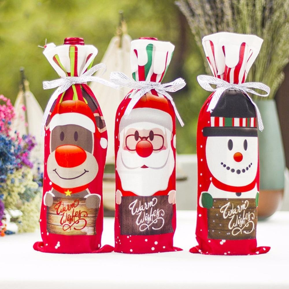 Home Christmas Wine Bottle Stocking Covers