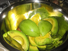 Avocado halves ready to make guacamole