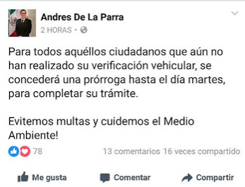 Dan prórroga hasta el dia Martes para verificacion vehicular en Veracruz