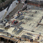 Busy Below - Building site at York and 61st St., from the Queensboro Bridge.