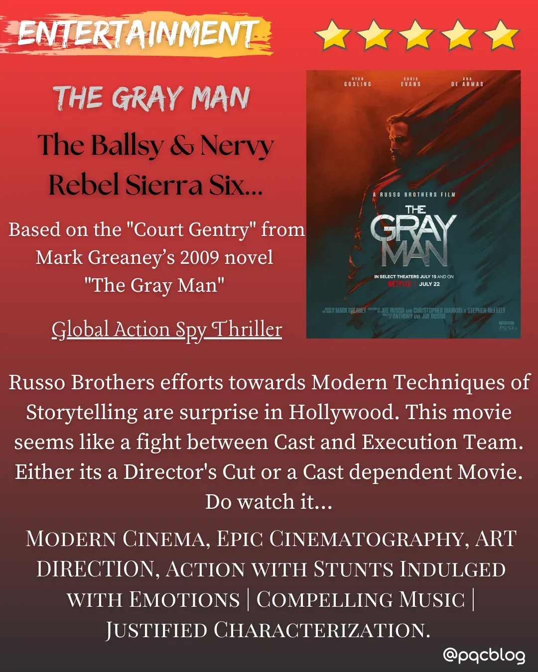 THE GRAY MAN Review by PQCBlog