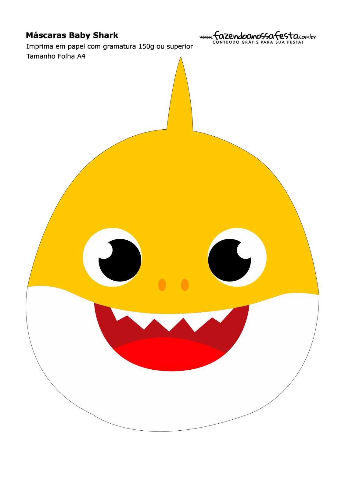 Download Baby Shark: Máscaras para Imprimir Gratis. - Oh My Bebé!