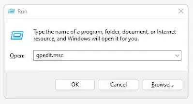 buka gpedit.msc