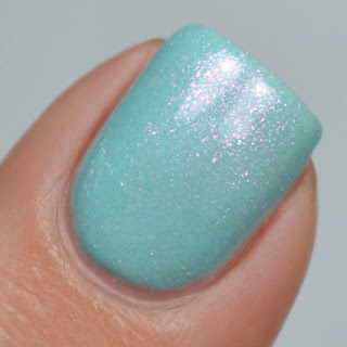 aqua blue shimmer nail polish