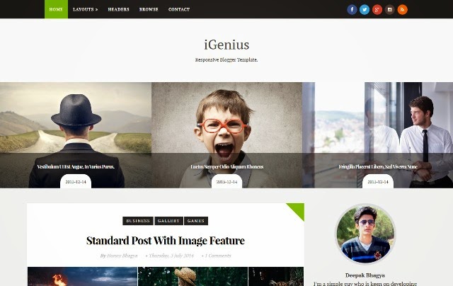 iGenius - Responsive Blogger Template