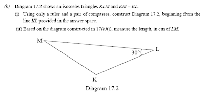 KUPSIS: Matematik Tingkatan 2: Contoh Soalan Pembinaan 