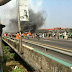 BREAKING NEWS: Commercial Bus burning on Third Mainland bridge, Lagos (PHOTOS)