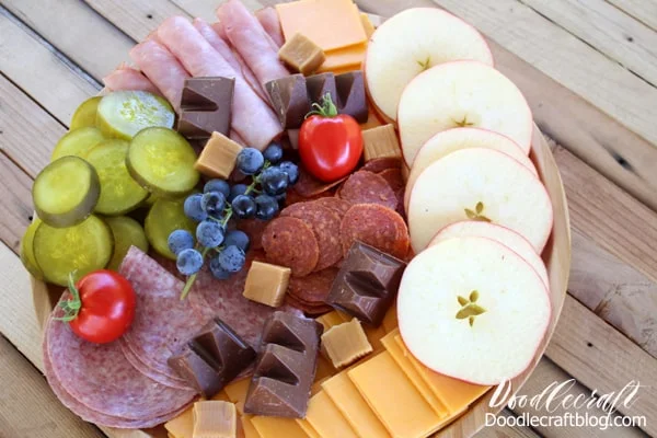 Charcuterie Board with Apple Sandwiches Harvest Meal Grazing Table