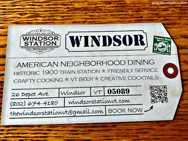 Tarjeta de Windsor Station Restaurant & Barroom en Vermont