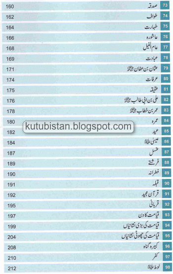 Contents of the Urdu book Bachon Ka Islami Encyclopedia Book