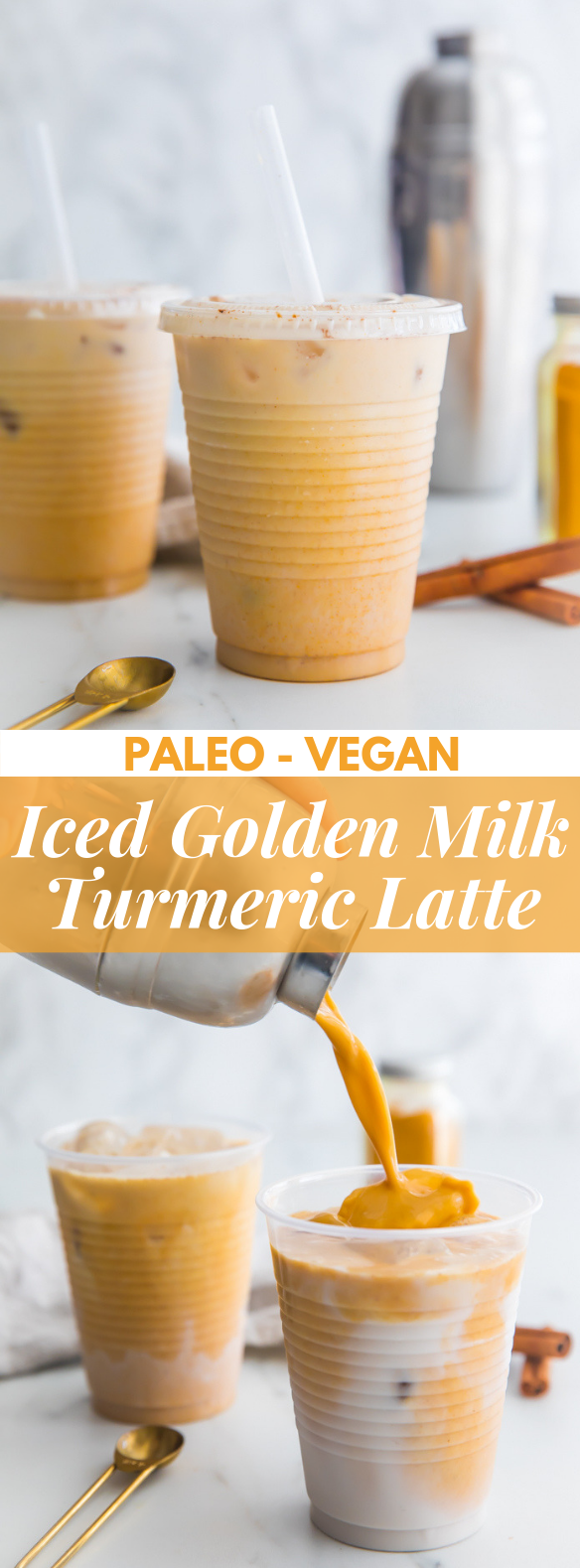 Iced Golden Milk Turmeric Latte (Paleo, Vegan, Anti-Inflammatory) #healthydrink #icedrink