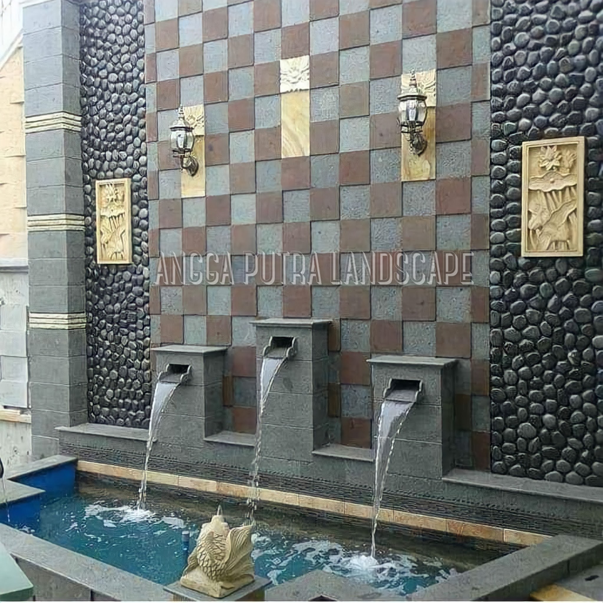 Jasa pembuatan dekorasi kolam tebing,dekorasi relief air terjun sidoarjo