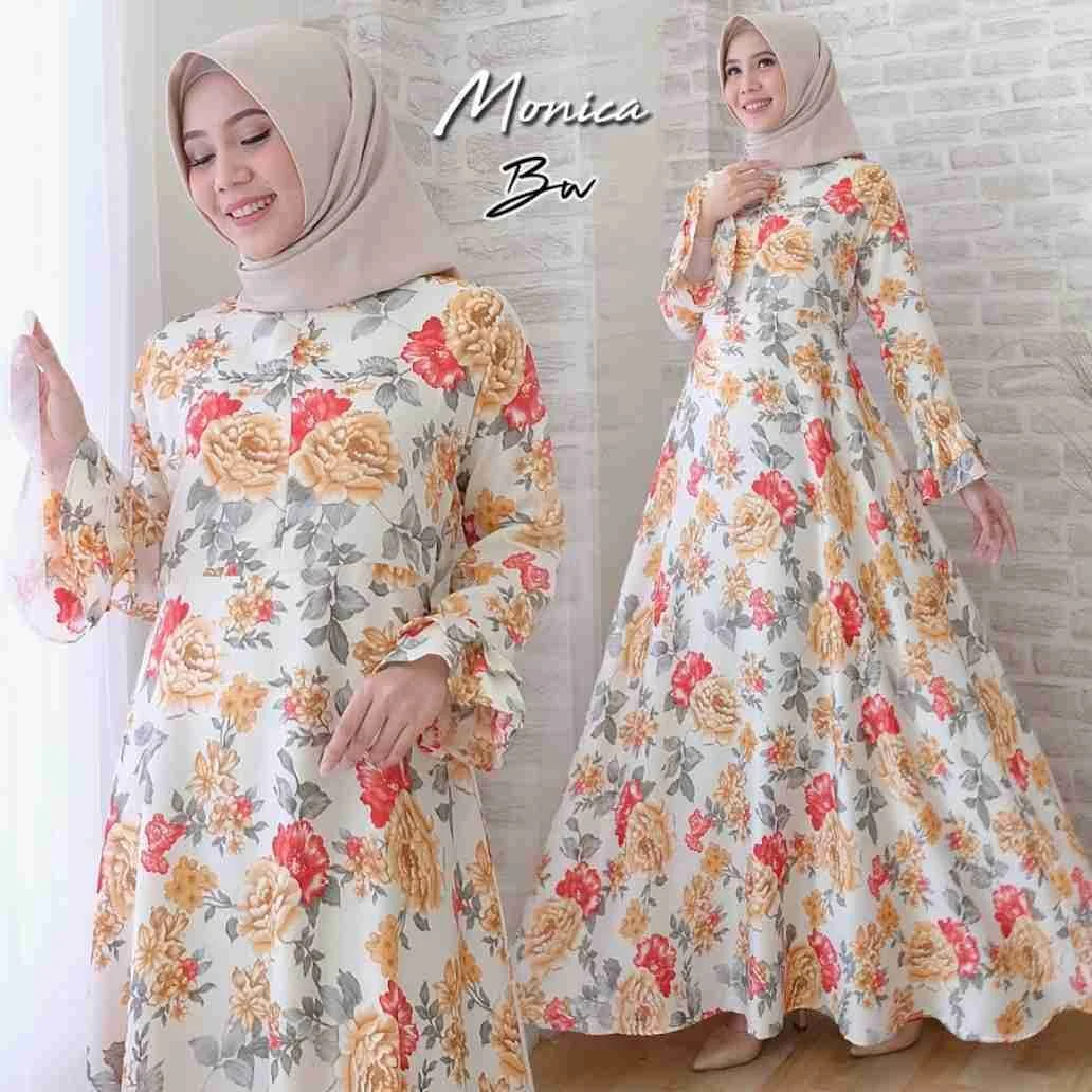Model Baju Gamis Bahan Sifon Motif Bunga Model Pakaian - Model baju gamis sifon bunga