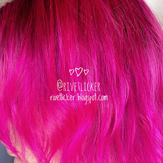 Straight bright magenta hair.