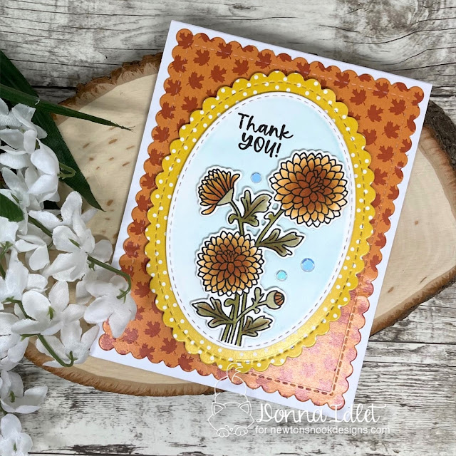 Fall Floral Card by Donna Idlet | Chrysanthemum Stamp Set, Autumn Paper Pad, Oval Frames Die Set and Frames & Flags die Set by Newton's Nook Designs