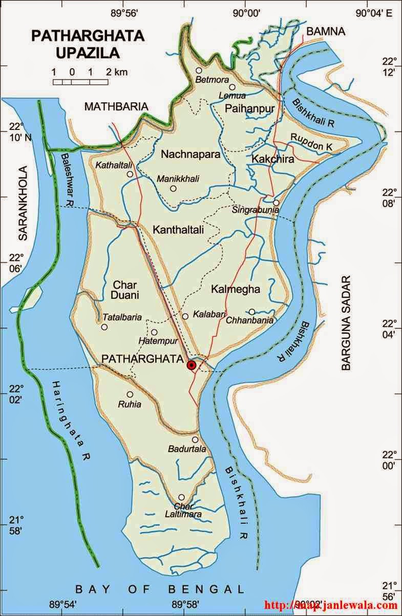 patharghata upazila map of bangladesh