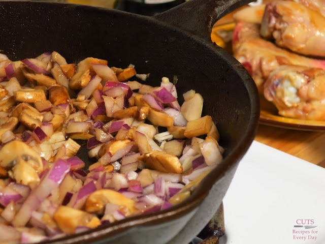 cast iron skillet with veggies