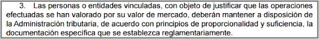 Artículo 18.3 Ley 27/2014 del Impuesto sobre Sociedades obligación documentación operaciones vinculadas