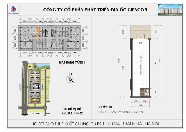 Mặt bằng kiot 18 chung cư b2.1 hh02a thanh hà mường thanh cienco 5 land