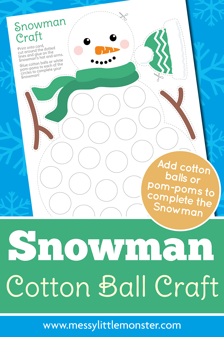 Easy Cotton Ball Snowman Craft for Kids - Taming Little Monsters