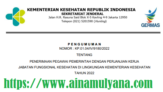 Pengumuman Pendaftaran ASN PPPK Kementerian Kesehatan Tahun 2022