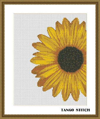 Gerbera beautiful yellow flower cross stitch Set of 3 patterns