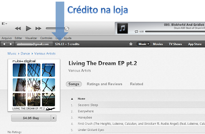 Onde ver no crédito na loja iTunes EUA