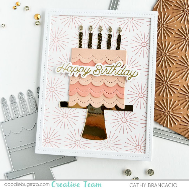 Pretty Pink Posh Fancy Cake and Spellbinders Starburst Hot Foil