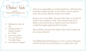 Recipe Card Easy Chicken Verde