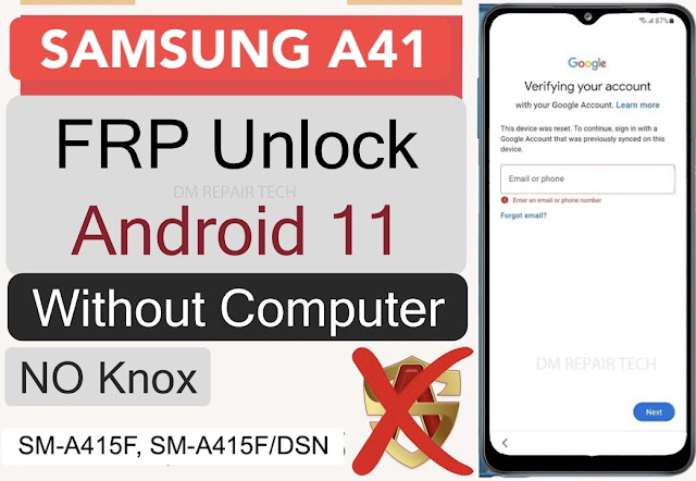 samsung galaxy a41 frp bypass android 11 google account