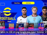 PES 2023 PPSSPP Mod eFootball English Commentary New Camera PS5 Graphics HD Kits And Latest Transfer.