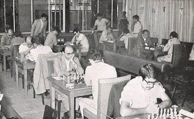 Sala de juego del XXXV Campeonato Individual de España de Ajedrez, Llaranes-Avilés 1970