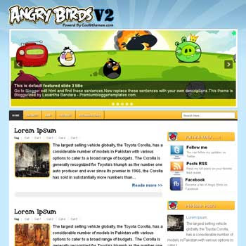 Angry BirdsV2 blogger template. template blogspot free