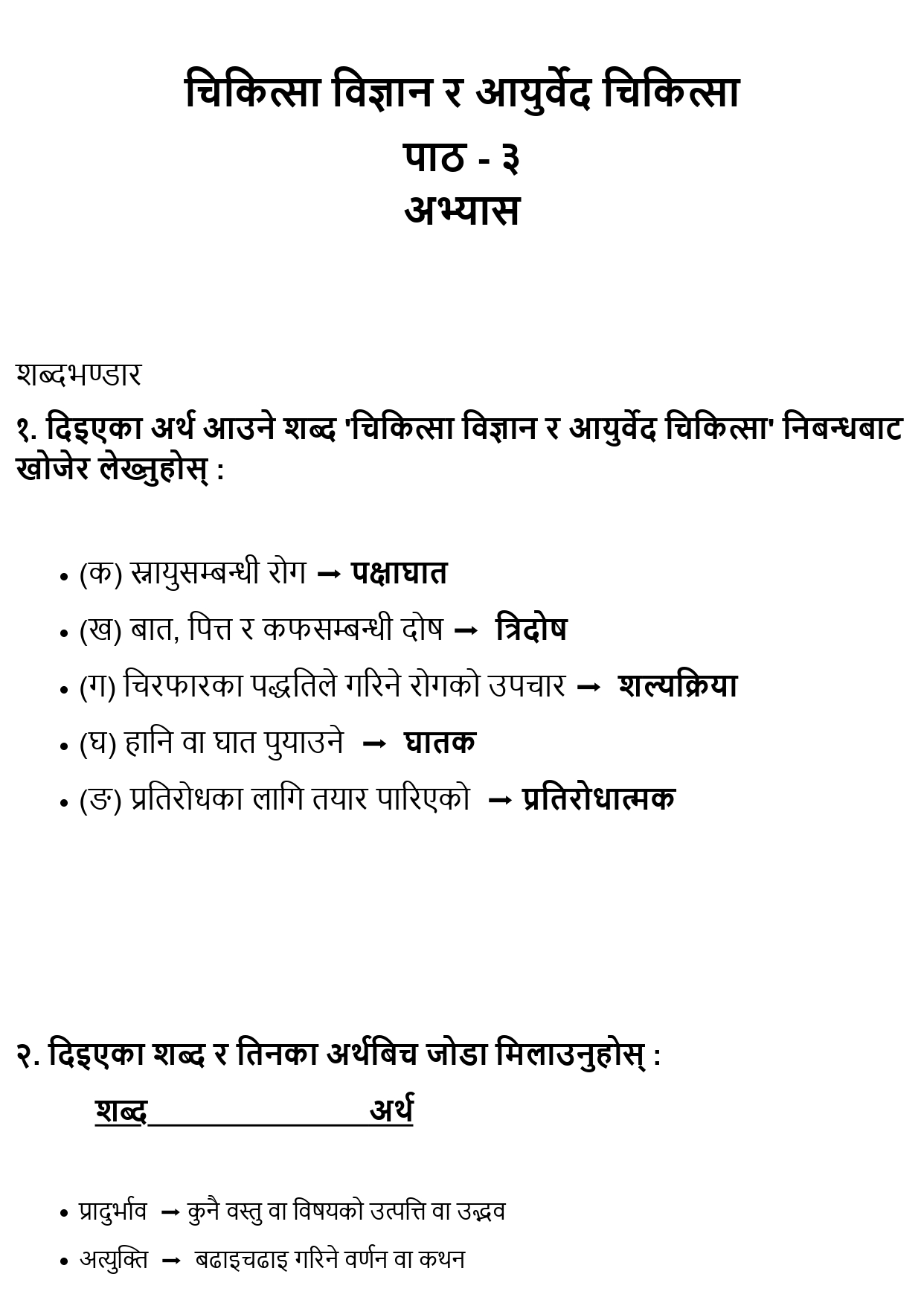 Chikitsa Bigyan Ra Ayurvedic Chikitsa: Class 10 Nepali Unit 3