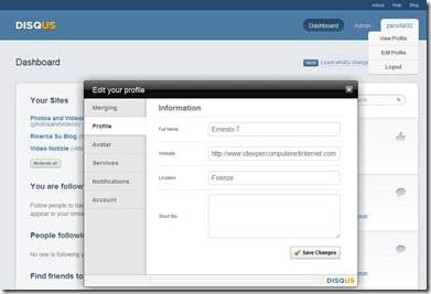 disqus blogger profilo