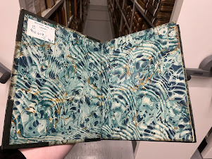 An example of Spanish Moiré marbling, DCU Library.