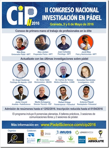 Granada acogerá en Mayo el II Congreso Nacional de Investigación en Pádel.