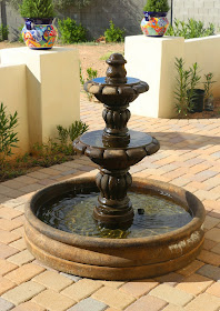 spanish fountain, al's espana fountain, garden fountain, spanish style fountain, garden fountain on pavers