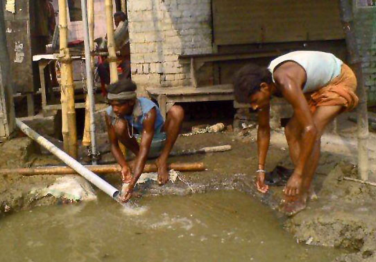 workers washing up