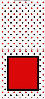 Red Polka Dots in Black and White Free Printable Labels.