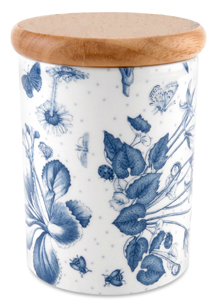 storage jar, white with blue flowers