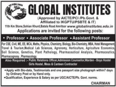 Global Institutes Faculty Jobs 2019 in Life Sciences/Biotech