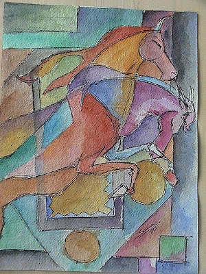 sarandeep grover, horse painting, watercolors