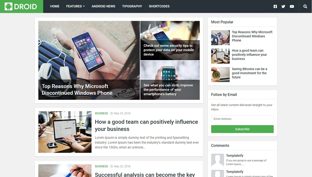 Droid v1.0 - Responsive SEO Blogger Template