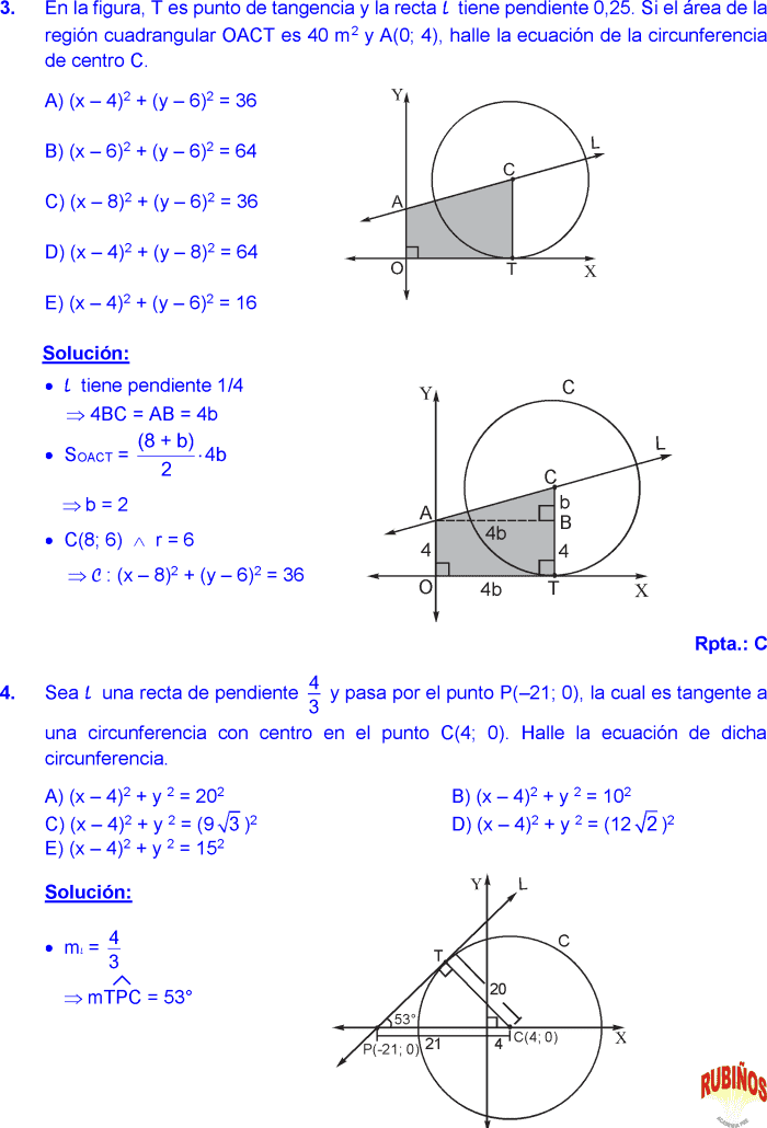 Ecuacion De La Circunferencia Ejercicios Resueltos Pdf