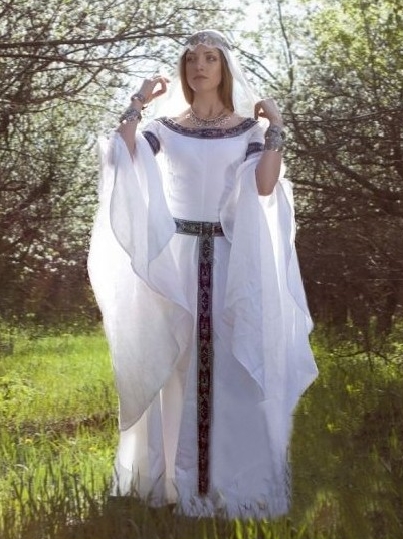 Elegant White Medieval Wedding Dress