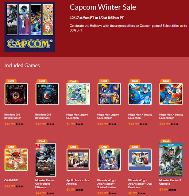 CAPCOM Winter Sale 2018 Nintendo eShop Monster Hunter Mega Man Ace Attorney Okami Resident Evil