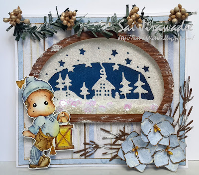 Magnolia Edwin with Christmas Lantern Shaker Card